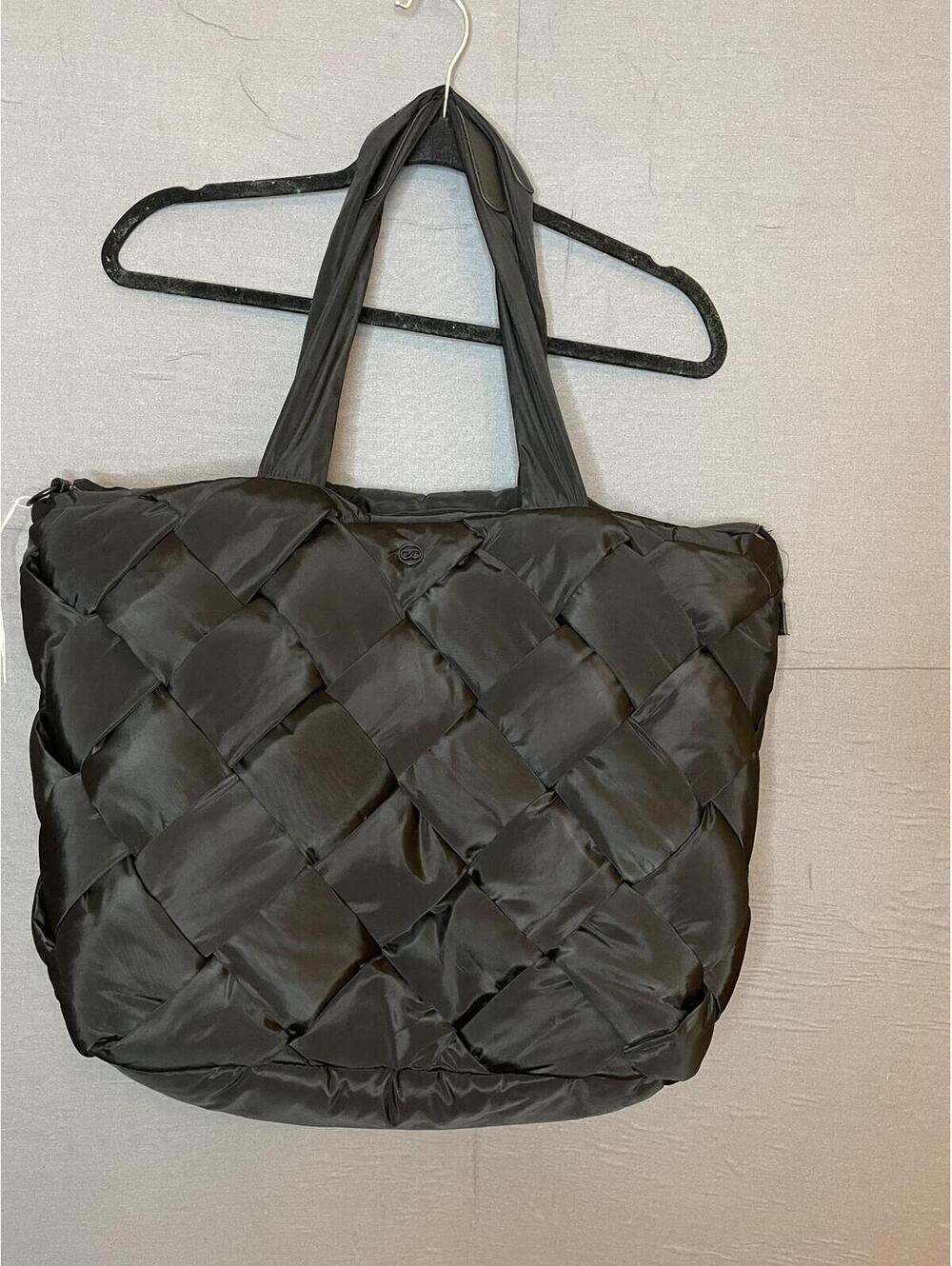 Calia Black Woven Puffer Luxe Travel Tote Bag Weekender Crossbody